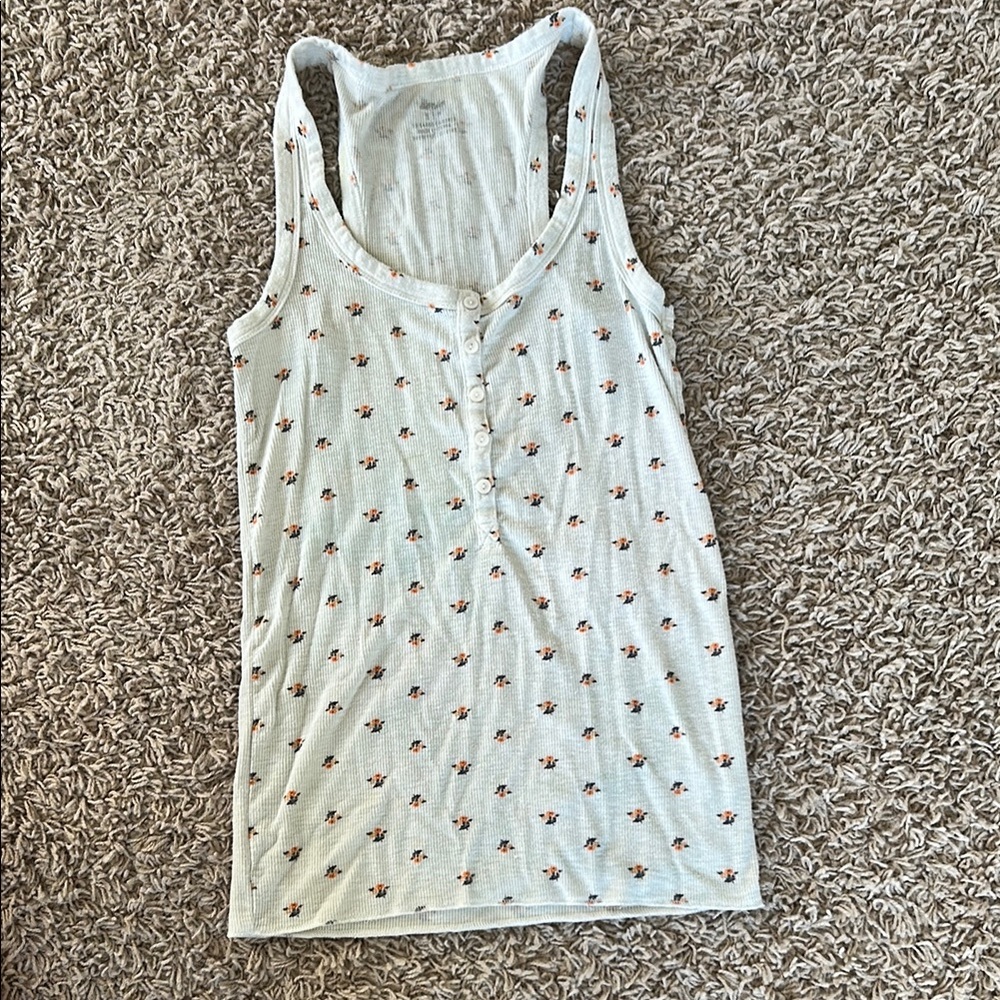 Floral Print White Tank Top